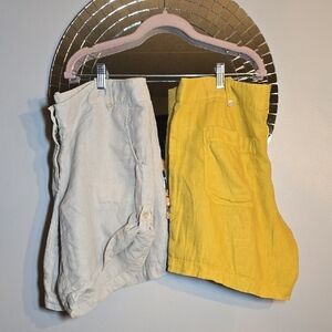 J. Crew Linen Convertable Side Button Pocket Two Pairs Shorts NWOT